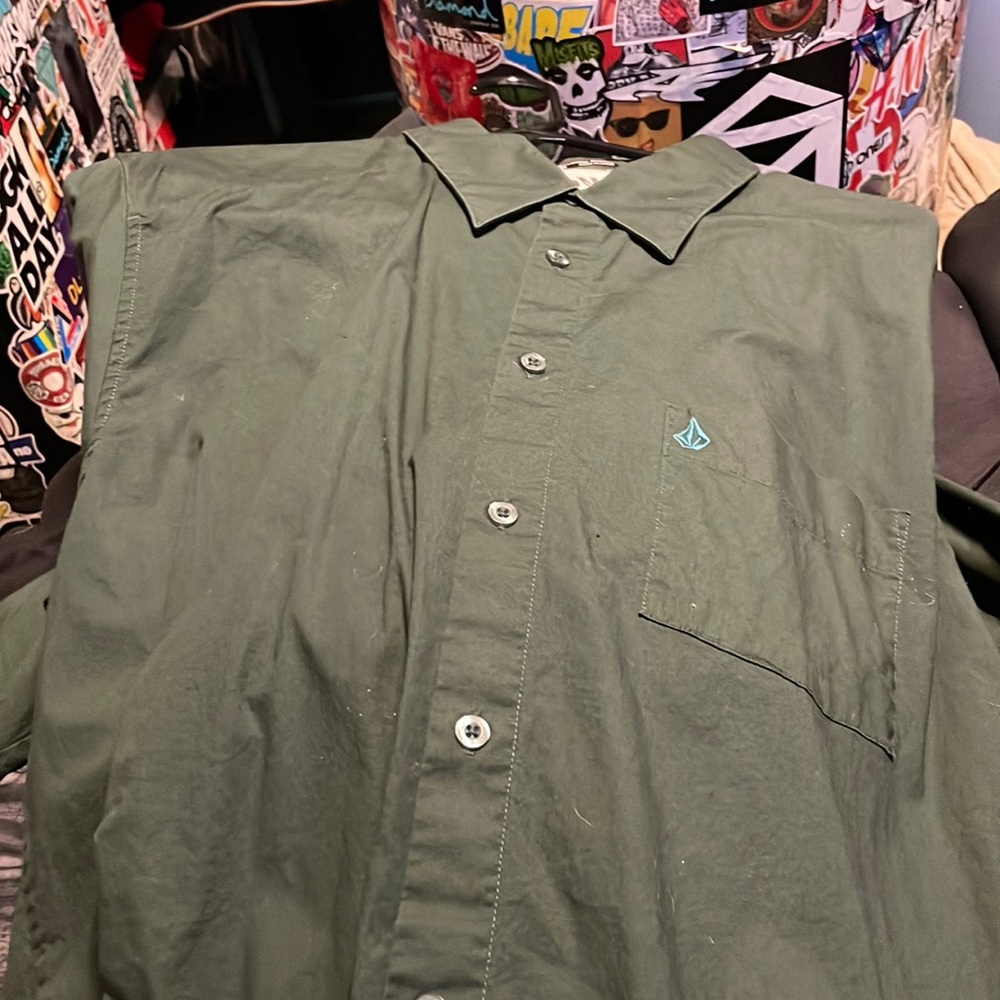 Forest Green Volcom button down shirt